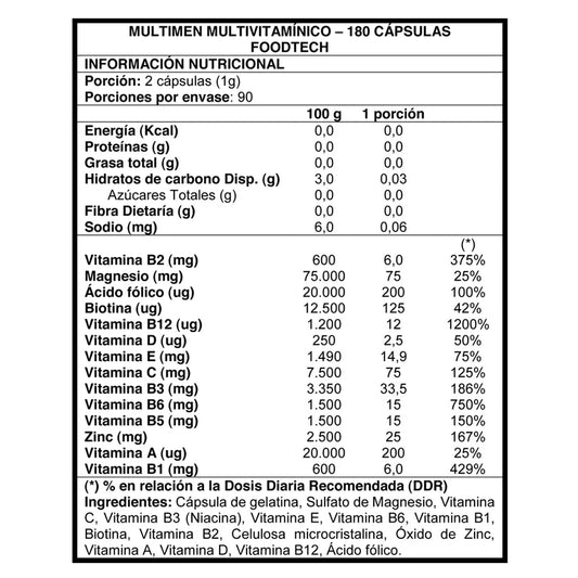 Multi Men Multivitamínico 180 caps - Foodtech
